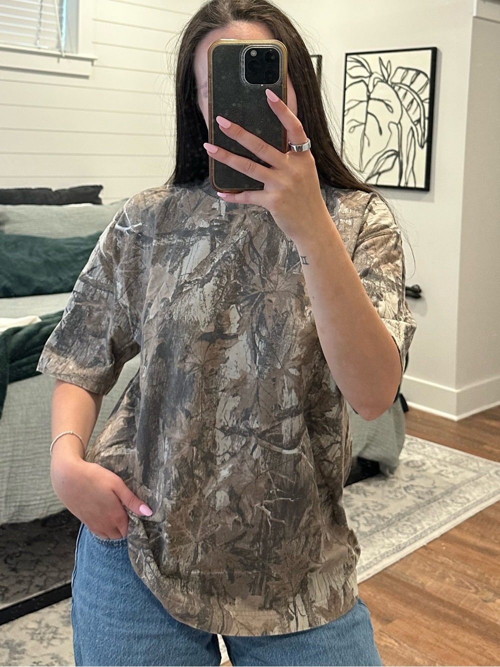 Hollister Camouflage Boxy Tee in Brown & Gray